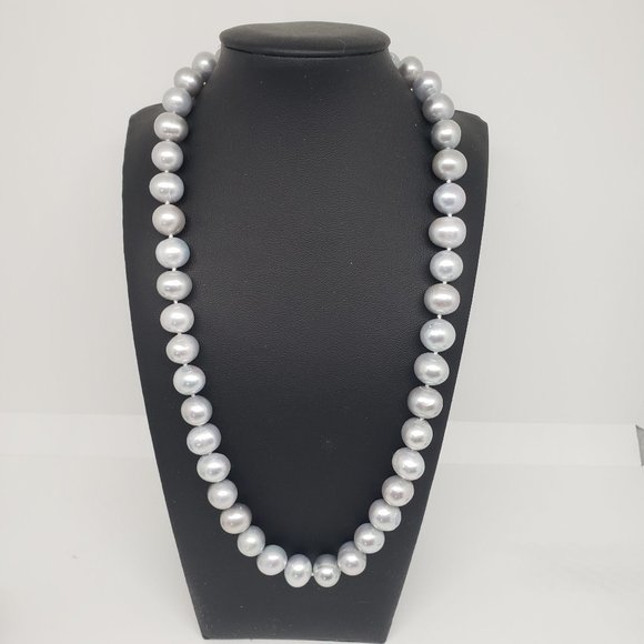11-11.5MM SILVER CULTURED FRESHWATER PEARL 14K YELLOW GOLD 20
